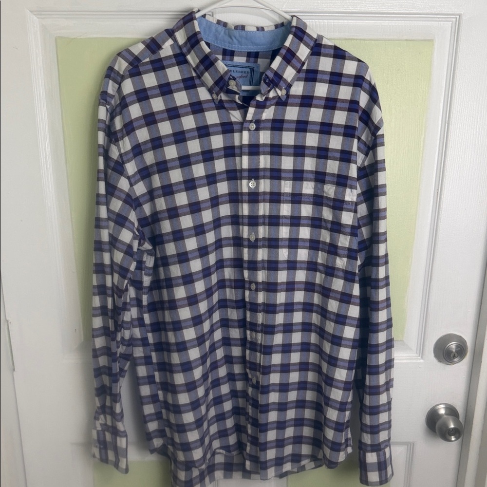 (1977) Saddlebred Blue and White Plaid Button-Down Shirt